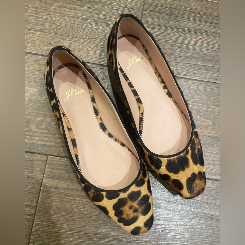 J. Crew leopard print calf hair flats - size 7